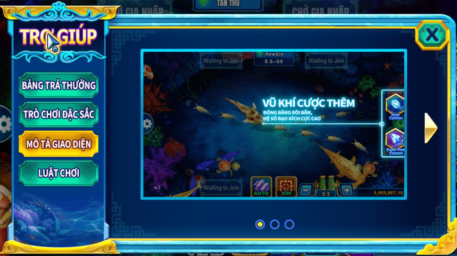 Súng và vật phẩm hỗ trợ giúp người chơi tăng khả năng săn cá hiệu quả