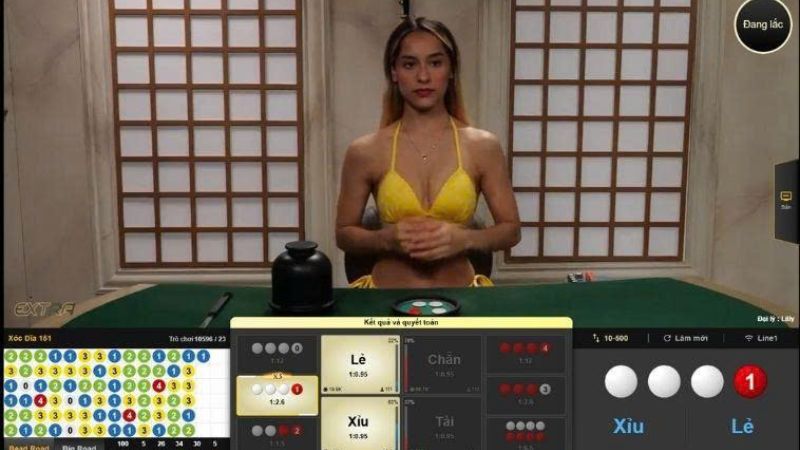 Giao diện trò chơi xóc đĩa online với thiết kế trực quan